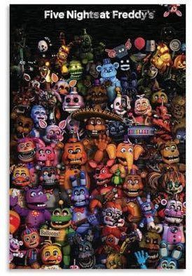 NIPSER Wandkunst-Albumcover 2023 FNAF Filmposter, Set mit 6 Teenager-Raum-Dekor, ästhetischer Film für Schlafzimmer, Dekoration, 20 x 30 cm