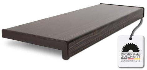 HausFux Fensterbank innen Kunststoff | PVC nach Maß inkl. Seitenabschlüsse (Dunkle Eiche, T x L | 15 x 60 cm)