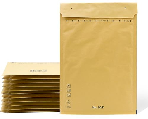 Gepolsterte Briefumschläge, Luftpolsterumschläge aus Kraftpapier mit selbstklebendem Verschluss, Versandtaschen für Kleidung, gepolsterte Umschläge aus Kraftpapier - SIDI (220 x 340 mm, 10 Stück)