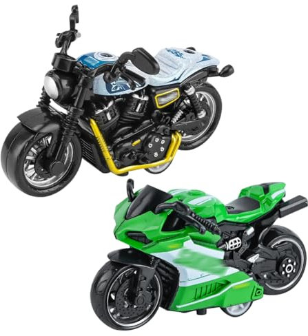 SHDIEHJFMLDH 2 Stück Legierung Motorrad Spielzeug,Pull Bac Fahrzeug Spielzeug,Spielzeugautos Set,Motorrad Modell für Freunde und Kinder,für Lernspiel, Geburtstagsparty-Geschenk(Blau und Grün)