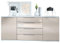 Vladon Sideboard Linio V2 166,5 x 72,5 x 35 cm Anrichte mit 2 Türen und 4 Schubladen, Korpus in Weiß matt, Fronten in Sandgrau Hochglanz