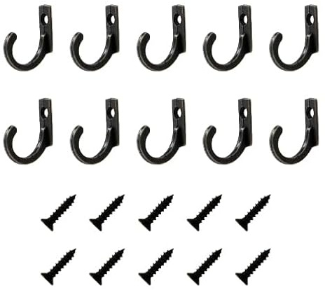 INF 10er-Pack Wandhaken mit Schrauben, Haken zum Schrauben, Wandhaken Schwarz, Haken Klein mit 10 Schrauben, Kleiderhaken Wand Einzeln für Schlafzimmer und Küche