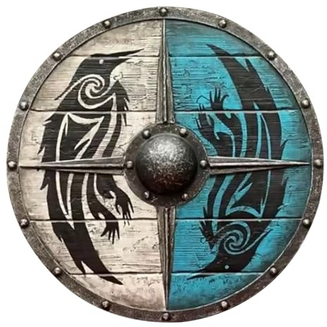 itrimaka Scudo Vichingo in Legno - Scudo Decorativo per la casa - Medievale Valhalla Scudo Vichingo Autentico Scudo da Battaglia per rievocazioni, Giochi di Ruolo