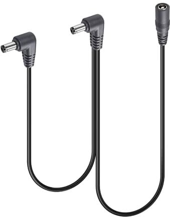 GINTOOYUN 1 to 2 Ways Daisy Chain Cable Guitar Pedal Power Supply Splitter Cable DC 5.5mm x 2.1mm Female to 2 Male Cable for 9V 3A DC Adapter Plug, Guitar Power Adapter(1 to 2) (1 to 2)
