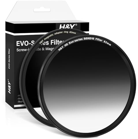 H&Y Evo Soft GND16, Filtre à densité Neutre dégradée de 82 mm avec Double Fixation magnétique et à Visser 2 en 1, réduction de lumière de 4 diaphragmes