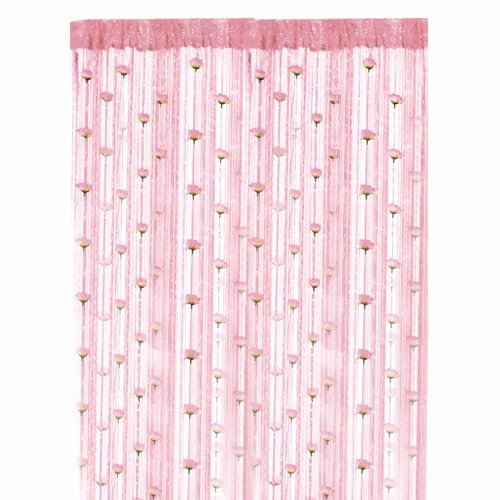 Style 2 Beaded Door Curtain 39x79'' with Removable Rose Rod Pocket, Flower Doorway Beads, Room Divider Hanging Fringe