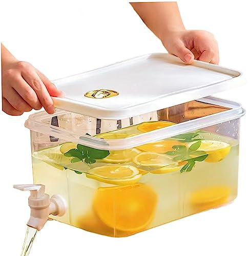 Jorzer Drink Dispenser with Tap 5l Fridge Jug Dispenser with Tap Drink Dispenser with Lid Summer Cold Drink Container Fridge Jug Drinks Chiller for Fruit Juice