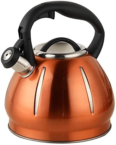 CAFIEDR Teapot for Stovetop Camping Kettles Whistling Tea Kettle Stainless Steel Teakettle Instant Hot Pot Tea Kettle Water Heater 3L Tea Kettles (Champagne Gold)