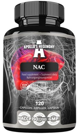 NAC 150 mg - N-Acetyl L-Cystein 120 Vegane Tabletten - 480 Portion - 16 Monatsvorrat - Aminosäure Nahrungsergänzung zur Unterstützung der Leberfunktion - von Apollo's Hegemony