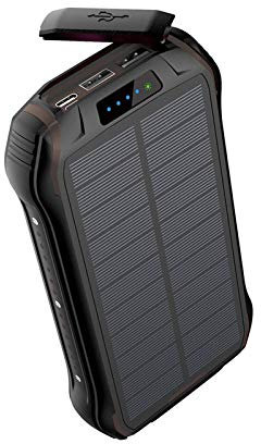 26800Mah Banque d’Alimentation Solaire Chargeur Rapide Banque d’Alimentation Portable Batterie Externe Banque d’Alimentation étanche, Lampe de Poche, Noir