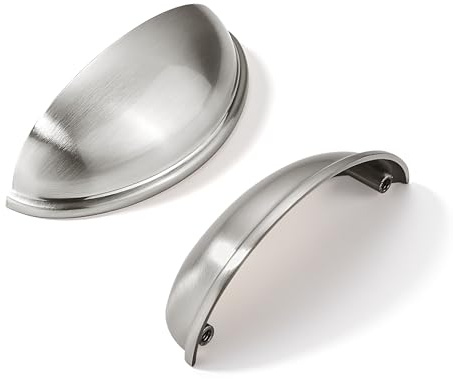 khtumeware 2 Pack 3-1/2 Drawer Pulls Brushed Satin Nickel Cabinet Cup Pulls Kitchen Hardware Cabinet Handles Drawer Handles Knobs 3.5 inch Hole Center