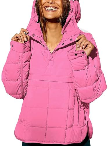 ihreesy Damen Oversize Hooded,Steppjacke Leicht Pullover Puffer Jacket Gesteppt Hoodies Wintermäntel Winterjacke Mantel Jacken Warm Gepolsterte Daunenjacke