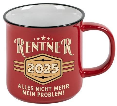 LOBO NEGRO Kaffeetasse mit Reliefdruck als Abschiedsgeschenk für Kollegen im Ruhestand: Rentner 2025 - Nicht mehr mein Problem - Vintage Style im Geschenkkarton