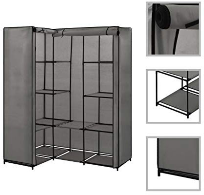 Xichuzi Eckkleiderschrank Grau 130 x 87 x 169 cm, Schlafzimmerschrank, Kleiderschränke, Garderobenschrank, Ordnungssystem Kleiderschrank, Haushaltsschrank - 282452
