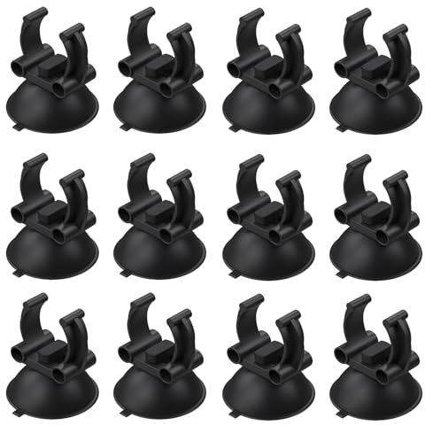 Lot de 12 ventouses pour aquarium - Noir - Ventouses d'aquarium - Support de tuyau - Pour aquarium