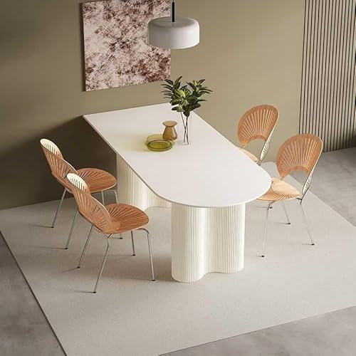 Weißer ovaler Esstisch, moderner Küchentisch für 2–6 Personen – stilvolles Eck-Ess-Set für Esszimmer oder Frühstücksecke – schlanker Empfangszimmertisch (nur Tisch)