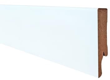 Onlywood Battiscopa bianco in Mdf EVE Spessore 14 mm x Altezza 75 mm- Zoccolino Battiscopa Modello Liscio Squadrato - Asta da 2,4 m
