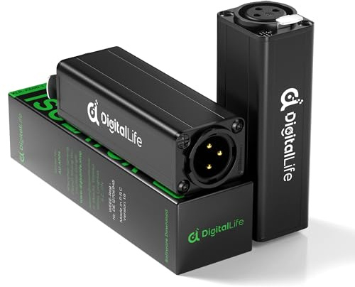 DigitalLife HumBlock XLR Ground Loop Isolator M/F Metallgehäuse 2er-Pack | XLR-A600 Ein-Kanal XLR Trenntrafo gegen Erdschleifen-Brummen für Studio und Live Audio, Nicht Geeignet für 48V P48-Mikrofone