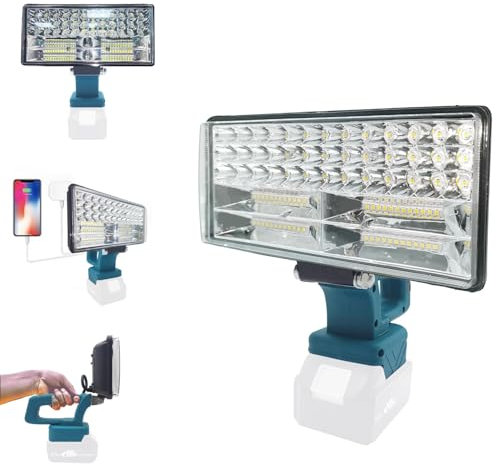 Akku-Lampe für bosch PBA 18V Akku,Arbeitslampe LED Akku,Professional 18V Lampe,Batterielampe,Tragbares Flutlicht,Kabellose Baustrahler für Notfälle, Baustelle, Camping, Autoreparaturen (kein Akku)