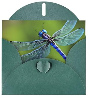 Dunkelgrüne BROLEO Ink Libellen-Druck-Grußkarte für Weihnachten, Geburtstag, Valentinstag, Hochzeitstag und Party-Einladungen