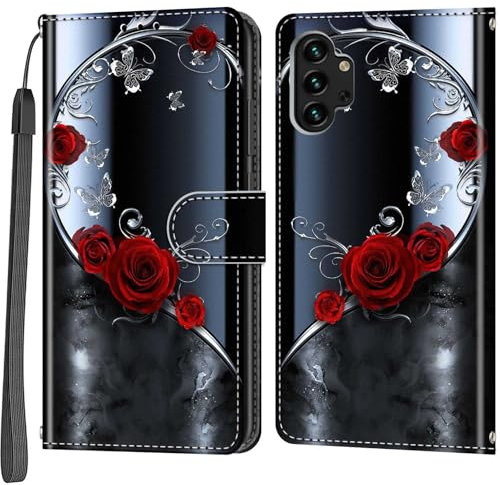 Handyhülle für Samsung Galaxy A13 4G / A13 5G / A04S Hülle, Magnetische Flip Stoßfeste Schutzhülle mit Standfunktion Kartenfächern Klapphülle Handytasche silberner Schmetterling