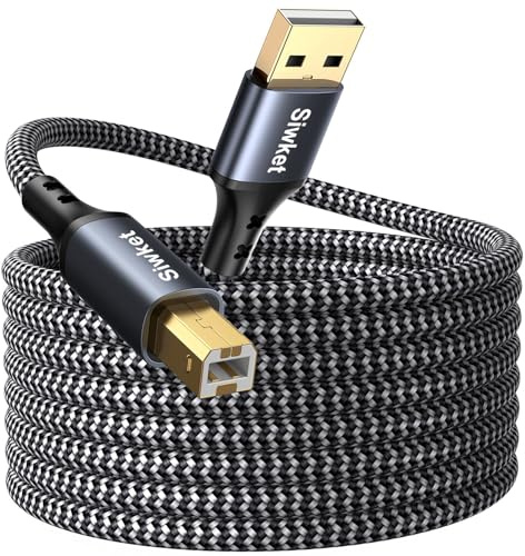 Siwket USB Druckerkabel 3m, USB A auf B Drucker Kabel,USB 2.0 Typ B Kabel Hochgeschwindigkeits-Scanner kompatibel mit Lexmark, Dell, HP, Canon, Epson, Xerox, Brother, DAC und mehr