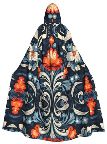 WHJWZY Dekorativer Vintage-Tattoo-Muster, Halloween-Kapuzenumhang für Männer und Frauen, für Partys, Abschlussbälle