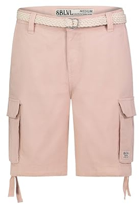 Sublevel Damen Cargo Shorts mit Flechtgürtel Chino Bermuda mit Seitentaschen