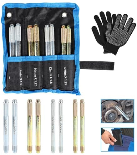 EXLECO 8pcs Radmontagehilfe Fixierbolzen M12x1,25 M12x1,5 M14x1,25 M14x1,5 | Radmontagehilfe Pkw, Rad Montagehilfe Fixierbolzen, Montagefixierstift für Reifenwechsel, RadfüHrungsstift, Kfz Werkzeug