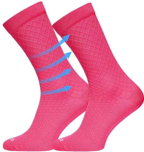 TODO Chaussettes de cyclisme pour homme et femme - Respirantes - Chaussettes de vélo pour homme - Avec motif - Chaussettes de course, Serpente rose fuchsia, 39-42