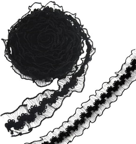 FIMWOLZ 20M Spitzenband Vintage Fischschnurspitze Spitzenborte Baumwolle Dekoband Zierband für Hochzeit Deko DIY Nähen (2cm) (Schwarz)