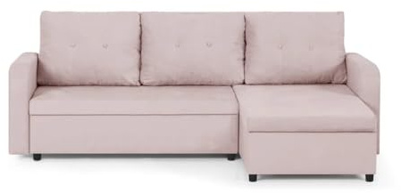SENTO TRADE Ecksofa mit Schlaffunktion, Bettkasten, L-Form Eckcouch, Schlafsofa, Bonellfederkern, Berlin (Rosa)