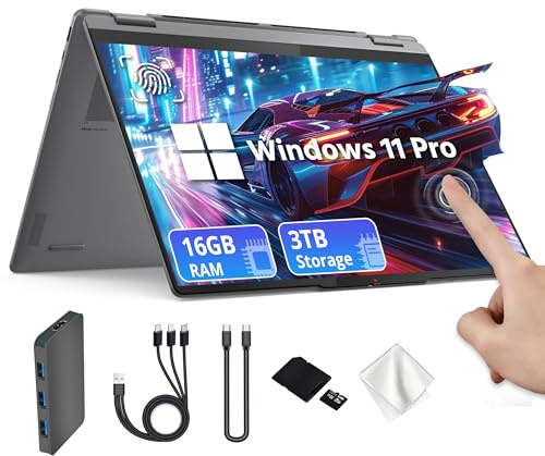 Lenovo Yoga 7i 2-in-1 16 2K Touchscreen Laptop, Intel Core Ultra 7 256V, 16GB LPDDR5X, 3TB(2TB SSD&1TB Docking Station), Intel Arc Graphics, Numeric Keypad, Copilot+ PC, Wi-Fi 7, Win 11 Pro, Gray