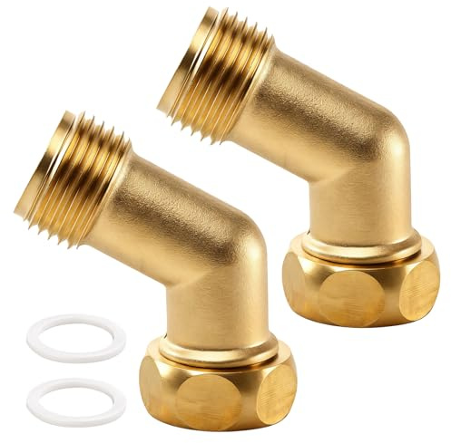 2 Stück 1/2 Zoll Messing 45° Winkeladapter, Gewindefitting Winkel 45°, 1/2 AGxIG Messing Beweglich Rohrwinkel Bogen 45 Grad, Sanitär anschlussstücke Winkel 45 Grad, für Garten, Küchen, Waschmaschinen