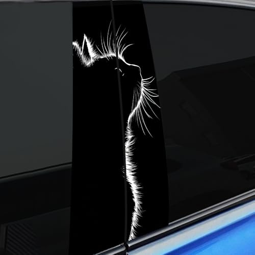 Vesvory 2 Stück Tier-Auto-Karosserie-Aufkleber, Wolf, Tiger, Katze, Auto-Mittelsäulen-Aufkleber, Horror-B-Säule, Aufkleber für Tür, Fenster, Pfosten, Zierleiste, 27,9 x 48 cm (Katze)