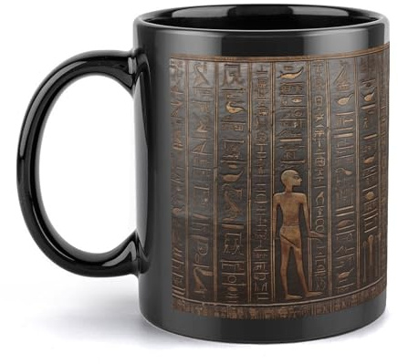 Ancient Egyptian Hieroglyph Mug with Picture Stylish Personalized Coffee Mug Sublimation Blank Ceramic Coffee Mug 12oz Large Novelty Tea Cup with Handle Custom Coffee Cup for Men Women