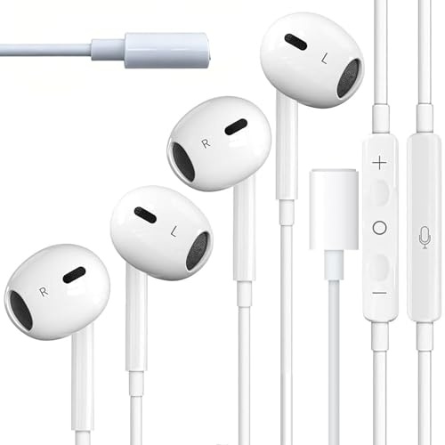 2 Pack Lightning Headphone, iPhone for Lightning Earbuds Wired HiFi Stereo [MFi Certified] Earphones w/ Mic & Volume Control, Noise Reduction for iPhone 14/13/12/11/XR/XS/X/8/7/SE Supports iOS System