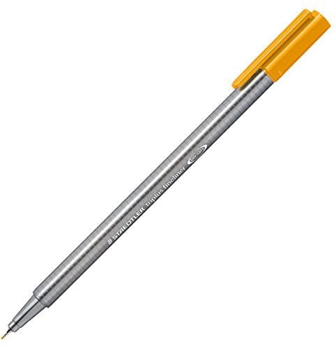STAEDTLER 334-16 Fineliner triplus Dreikantschaft im Kartonetui, metallgefasste Spitze, circa 0,3 mm, 10 Stück, Goldocker