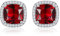 Diamond Treats Rubinrote Ohrringe aus 925 Silber, Kissenförmige Ohrstecker mit roten Zirkonia-Steinen, massive Silber rote Ohrringe für Damen, 925 Silber Ohrstecker für Frauen in Rot