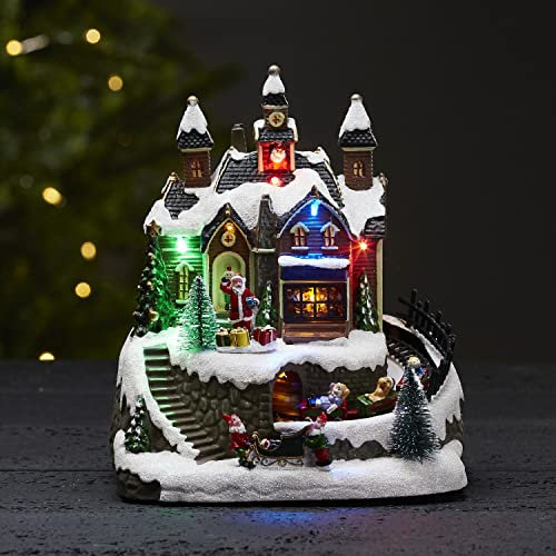 LED Weihnachtsdeko Trainville von Star Trading, Weihnachtsdorf mit RGB Beleuchtung, Musik, Bewegung und Timer, bunt, batteriebetrieben, Länge: 48 cm