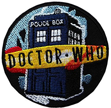 Aufnäher mit Tardis-Motiv aus Dr. Who, zum Aufbügeln/Aufnähen, bestickt