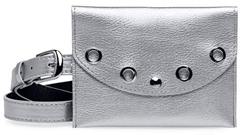 Caspar TS1062 kleine elegante Damen Gürteltasche mit Gürtel, Farbe:silber, Gürtelgröße:L [Körpferumfang 86-98 cm]
