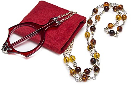Eyekepper Mini Klapp Lesebrille Anhänger Halskette Lupe,Rot +1.0