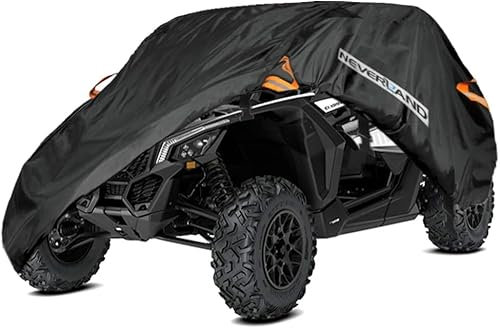 NEVERLAND Waterproof UTV Covers Storage Universal for Can-Am Maverick-X3 Kawasaki Polaris Honda Suzuki Yamaha Arctic Cat John Deere Kymco Bobcat Argo(Black, Single Row Seat)