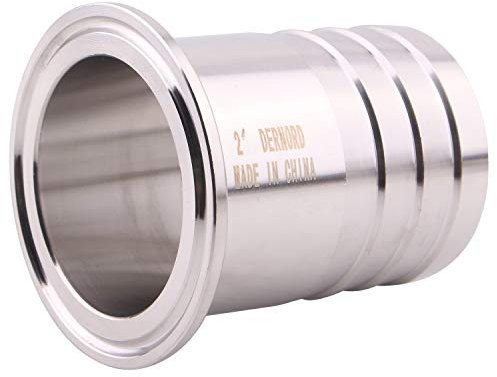 DERNORD 2 Tri Clamp to 2 Hose Barbed Adapter SUS304 Sanitary Hose Barb Pipe Fitting (2 Inch Barb Hose)