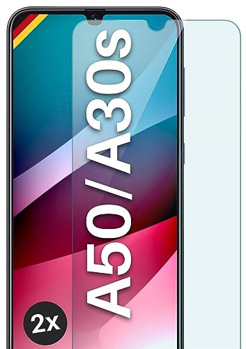 moex ShockProtect Panzer Schutz Glas für Samsung Galaxy A50 / A30s Schutzfolie 9H Härte, Panzerfolie kratzfest und bruchsicher, HD Displayschutzfolie Ultra-Klar, Schutzglas Folie, 2x Stück