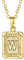 FOCALOOK Damen Halskette 18k vergoldet Buchstabe W Anhänger mit 55cm verstellbarer Rolokette Rechteck Initiale Modeschmuck Accessoire für Frauen Mädchen