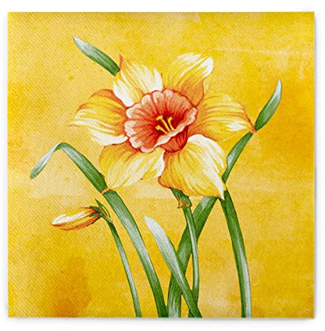 Mank GmbH Airlaid Serviette 40 x 40 cm stoffähnlich und saugstark, perfekt für Hochzeit & Partys 50 Stück gelb orange Narzissen Blumen Frühling Sommer Elvira