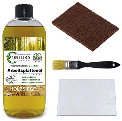 Contura Arbeitsplattenöl SET Holzpflegeöl Holzpflege Holzöl Tisch Arbeitsplatten Möbelöl Holzschutz nachölen auffrischen pflegen Holzpflegeset Pflegemittel