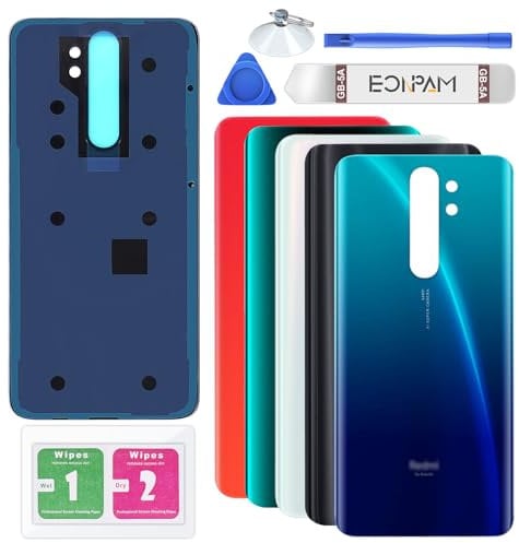 Eonpam Back Cover Glass for Xiaomi Redmi Note 8 Pro Rear Glass Replacement with Repair Kit Genuine Rear Housing (Deep Blue)